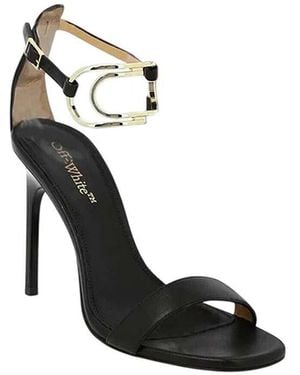 Off-White c/o Virgil Abloh Leather Ankle Strap Heels - Black