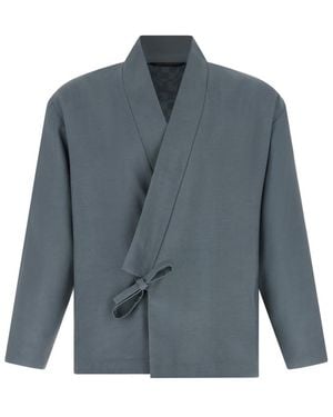 KENZO Solid V Neck Blazer - Blue