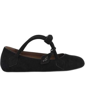Alaïa Suede Ballet Flats - Black