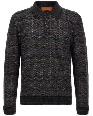 Missoni Knitted Polo Sweater - Black