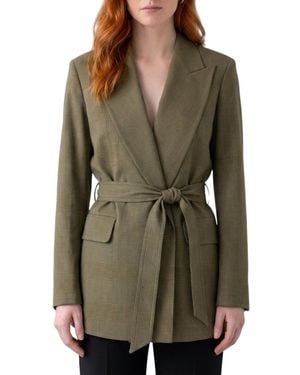 Max Mara Checks Peaked Lapel Blazer - Green