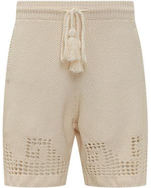 Alanui Off Knitted Shorts - Natural