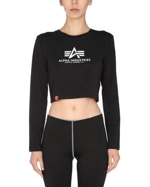 Alpha Industries Logo Crew Neck T-Shirt - Black