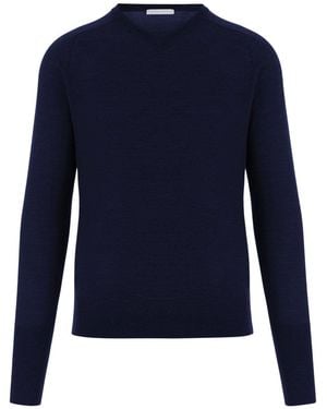 Oliver Lattughi V Neck Jumper - Blue