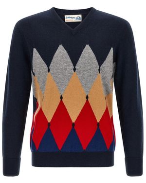 Ballantyne V Neck Sweater - Blue