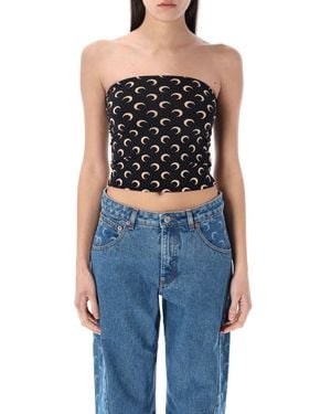 Marine Serre Recycled Moon Jersey Tube Top - Blue
