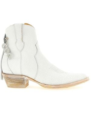 Comme des Garçons Textured Pointed Toe Boots - White