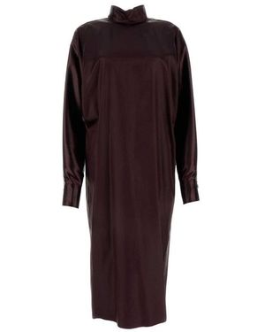Ferragamo Salvatore Burgundy Satin Dress - Purple