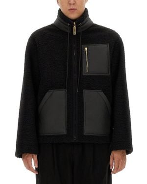 Moschino Textured Mock Collar Jacket - Black
