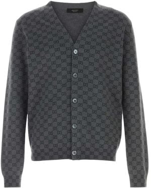 Gucci V Neck Cardigans - Gray