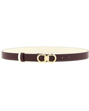 Ferragamo Textured Reversible Belt - White