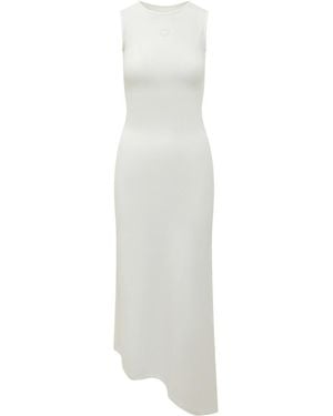Marine Serre Solid Round Neck Maxi Dress - White