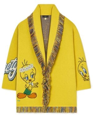 Alanui Graphic Shawl Neck Sweater - Yellow