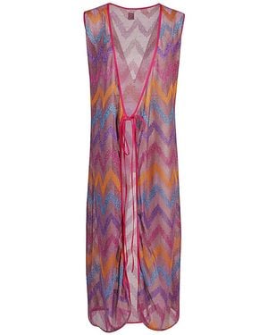 Feel me fab Printed Sleeveless Tie-Front Dress - Purple