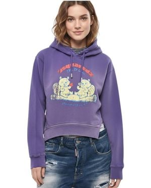 DSquared² Graphic Hood Sweatshirt - Purple