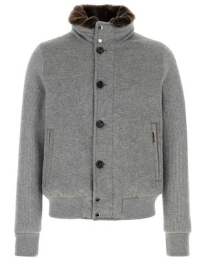 Moorer Mock Collar Jacket - Gray