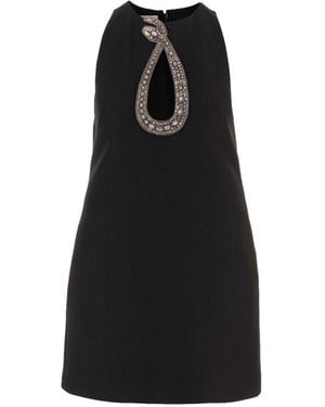 Valentino Embellished Round Neck Mini Dress - Black