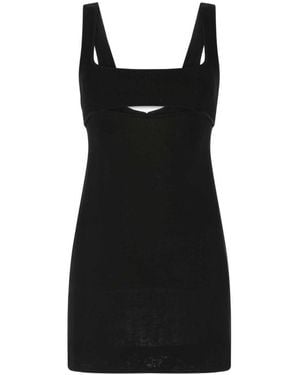 Saint Laurent Viscose Sleeveless Bodycon Mini Dress - Black