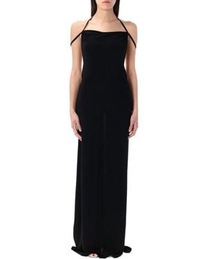 Marine Serre Draped Jersey Long Dress - Black