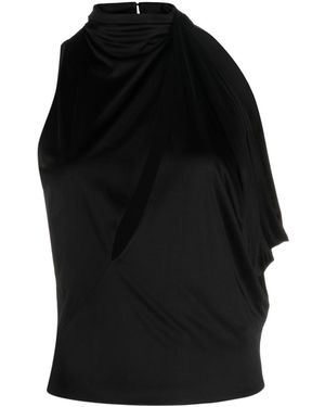 Versace Draped Cut-Out Halterneck Blouse - Black