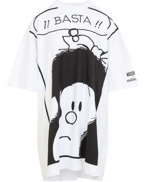 Moschino Graphic Crew Neck Mini Dress - White