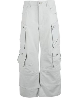 Fermas.club Leather Cargo Pants with Pockets - White