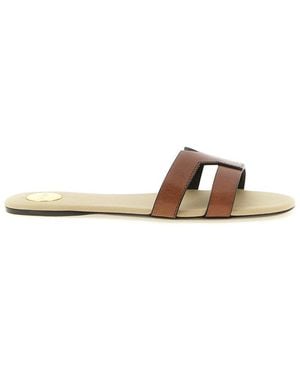 Saint Laurent Calfskin Slides Shoe - White