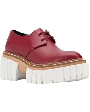 Stella McCartney Leather Platform Lace-Up Shoes - Red