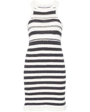 IRO Stripes Round Neck Mini Dress - White