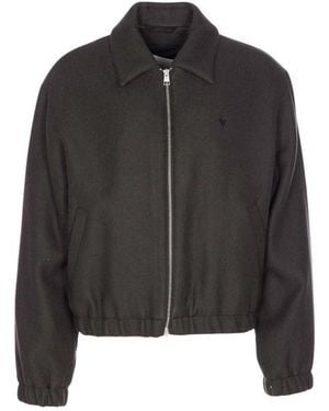 Ami Paris Solid Shirt Collar Jacket - Black