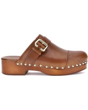 Chloé Leather Mules - Brown