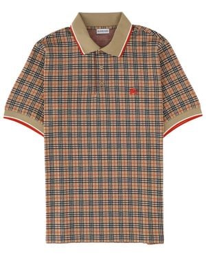Burberry Plaid Shirt Collar Polo - Brown