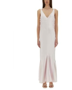 Sportmax V Neck Maxi Dress - Pink