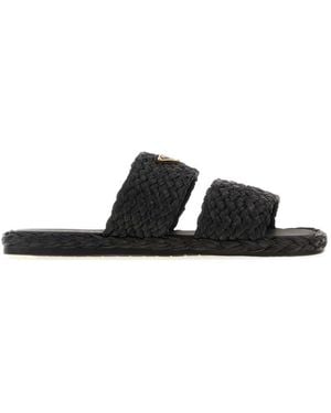 Prada Logo Sandals - Black