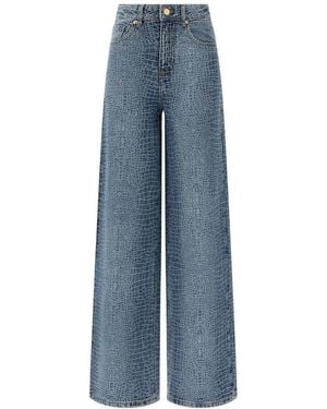 Self-Portrait Straight Mid Rise Jeans - Blue