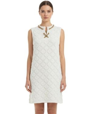 Burberry Crochet Round Neck Mini Dress - White