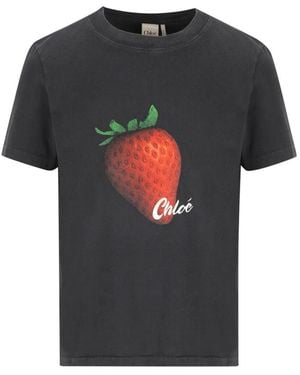 Chloé Graphic Crew Neck T-Shirt - Black