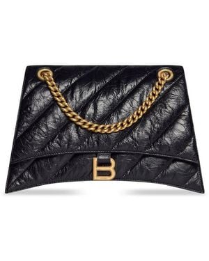 Balenciaga Crush Quilted Shoulder Bag - Black