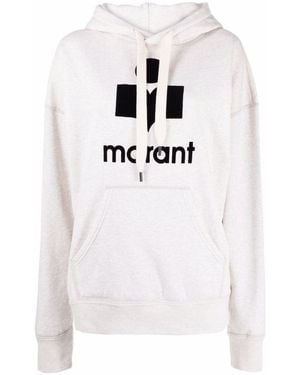 Isabel Marant Cotton Mansel Hoodie Sweatshirt With Front Logo - White