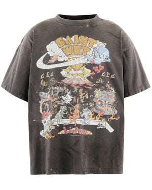 SAINT Mxxxxxx Graphic Print T-Shirt - Grey