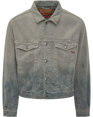 DIESEL Solid Shirt Collar Jacket - Gray