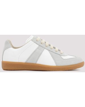 Maison Margiela Leather Lace-Up Replica Sneakers - White