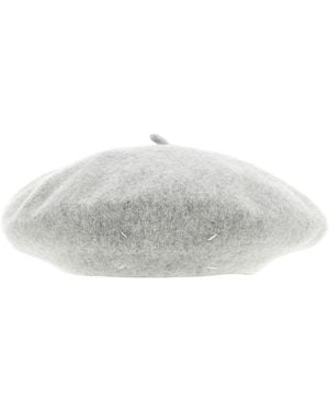 Maison Margiela Four Stitches Textured Beret Hat - White