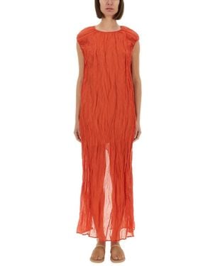 Alysi Textured Round Neck Maxi Dress