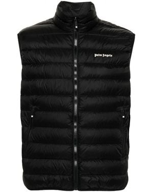 Palm Angels Adjustable Full Zip Down Vest - Black