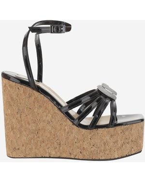 Mach & Mach Wedge Sandal With Heart Decoration - Black