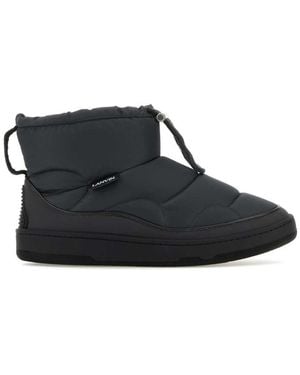 Lanvin Graphite Fabric Curb Snow Ankle Boots - Black