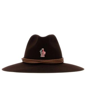 Moncler Logo Fedora Hat - Brown