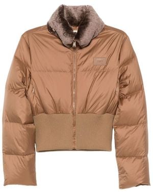 Fendi High Collar Zip Front Jacket - Brown