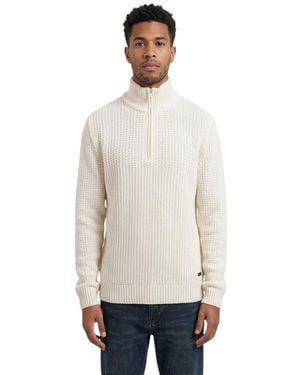BOSS Half Zip Sweater - White